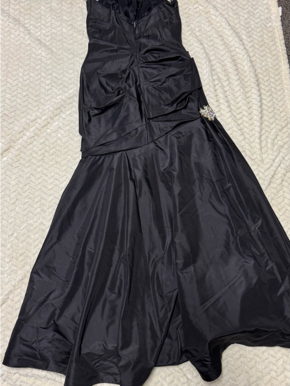 Amsale Black Strapless Evening Gown with Spaghetti Straps - Picture 12 of 13